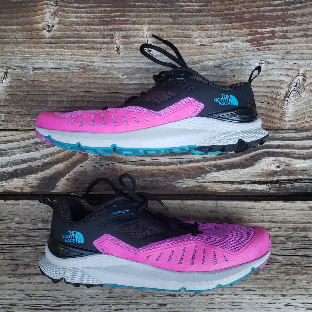 The North Face Women's Rovereto Pink / Teal Running Shoes - Size 9.5